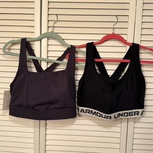Lot of 2 XXL Women's Sports Bras Black Gray Under Armour & All In Motion